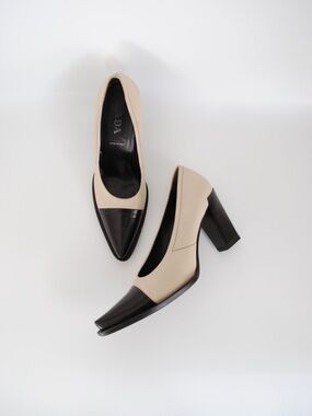 Prada Two-Tone Block Heel Pumps